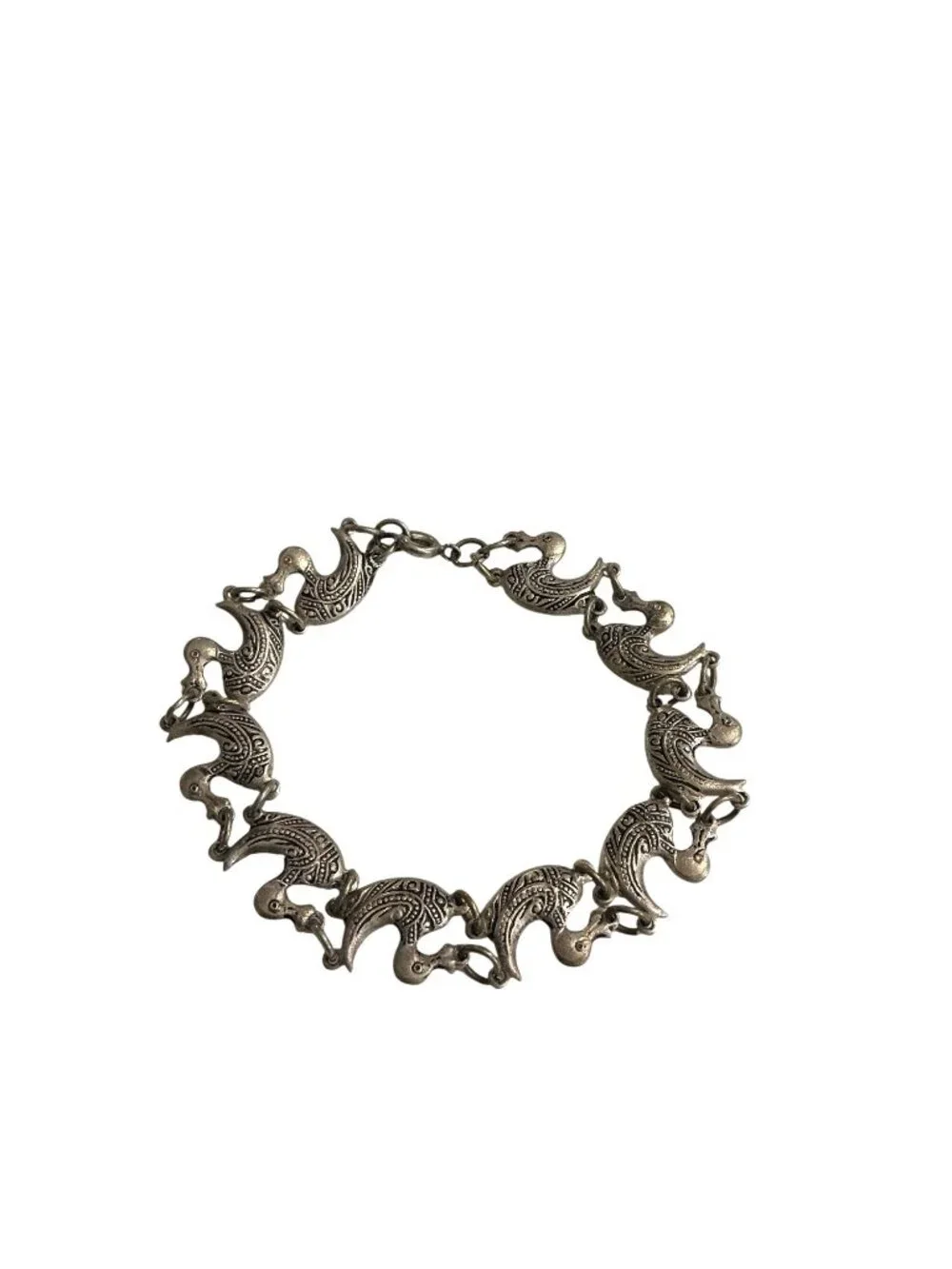 Vintage Sterling Silver Duck Link Bracelet 7-Inch 7.6g Made In Spain - Picture 4 of 9